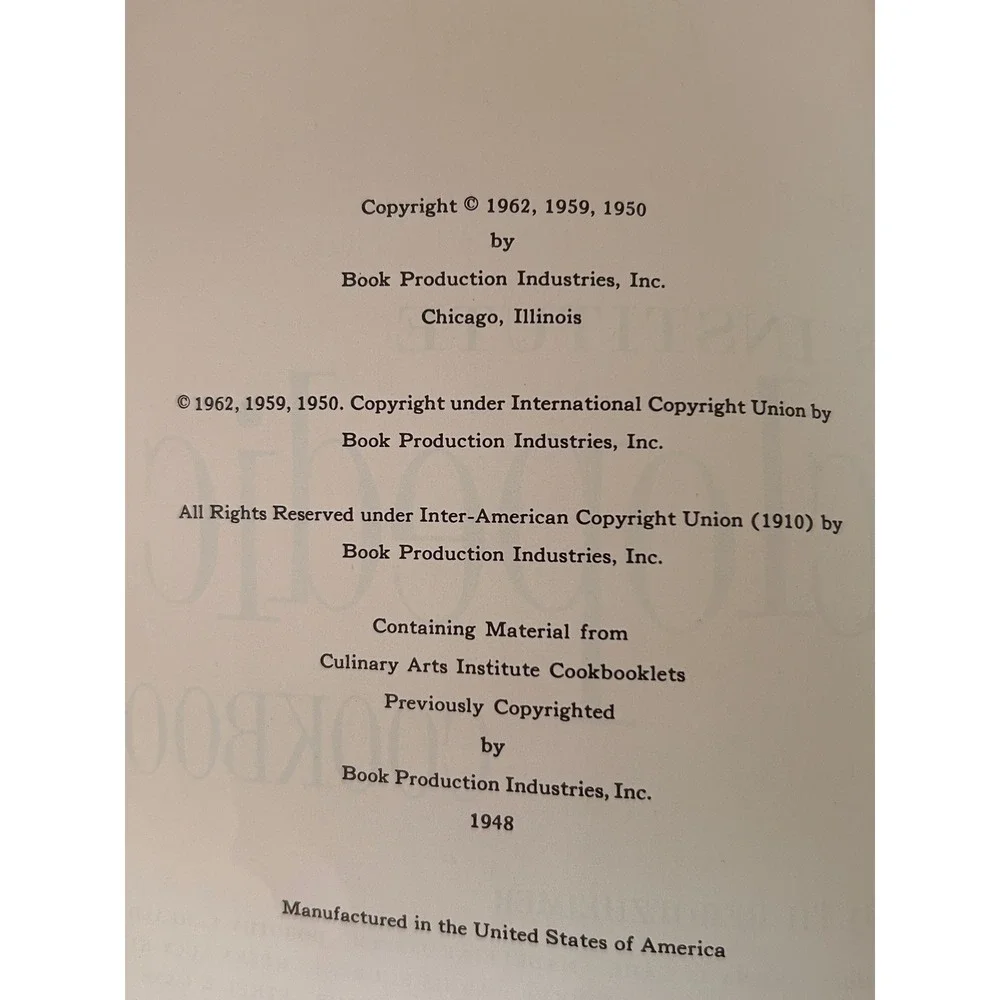 Culinary Arts Institute Encyclopedic Cookbook 1962 Ruth Berolzheimer Polka Dot